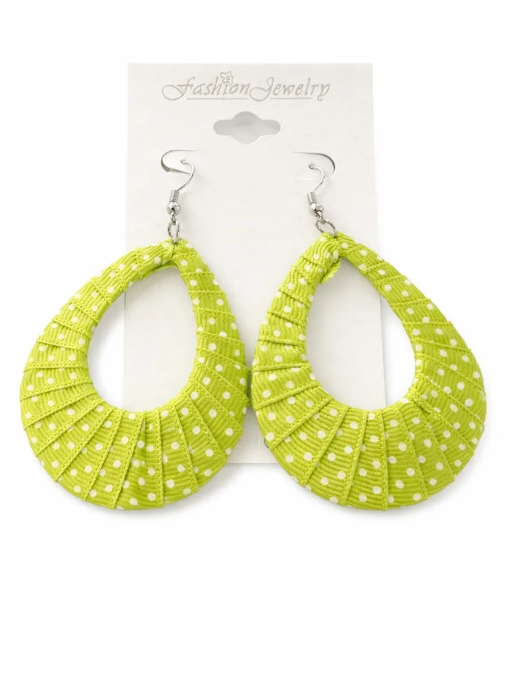 Lime Green Polka Dot Teardrop Earrings | Lightweight‎ Statement